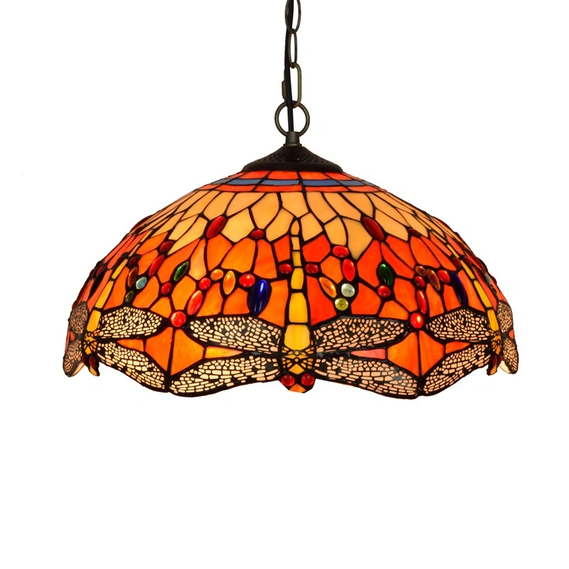 American Creativity Tiffany Stained Glass Lamp Living Room Restaurant Retro Bar Lamp Red Dragonfly Chandelier (WH-TF-37)