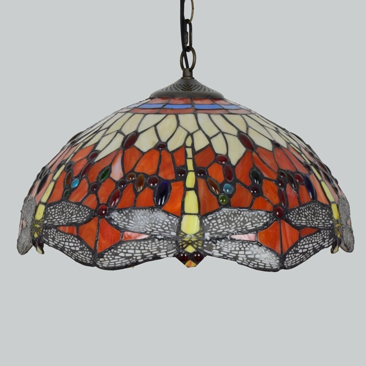 American Creativity Tiffany Stained Glass Lamp Living Room Restaurant Retro Bar Lamp Red Dragonfly Chandelier (WH-TF-37)