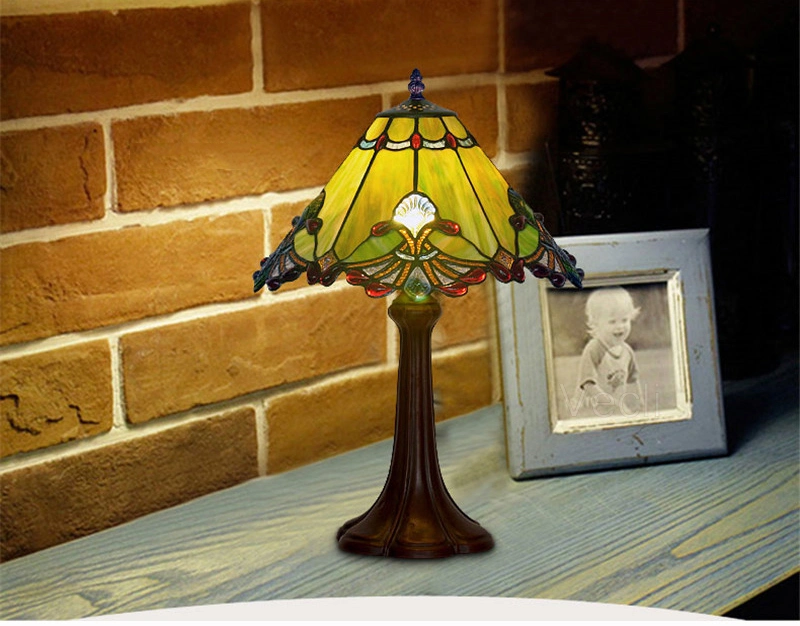 Art Deco Stained Glass Tiffanylamp Bed Side Large Vintage Luxury Table Lamp (WH-TTB-06)